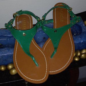 Lauren Ralph Lauren green, thong , sling back sandals